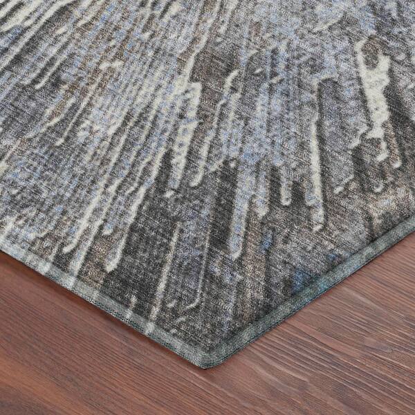 Mayfield Premium Machine Washable Abstract AMF2283 Denim 3 ft. x 5 ft. Area Rug