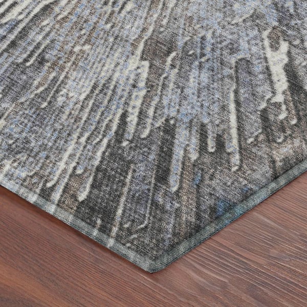 Mayfield Premium Machine Washable Abstract AMF2283 Denim 5 ft. x 7 ft. 6 in. Area Rug