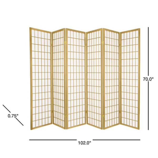 6 ft. Gold Window Pane 6-Panel Room Divider