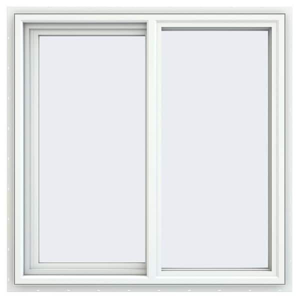 JELD-WEN 35.5 in. x 35.5 in. V-4500 Series White Vinyl Left-Handed Sliding Window with Fiberglass Mesh Screen
