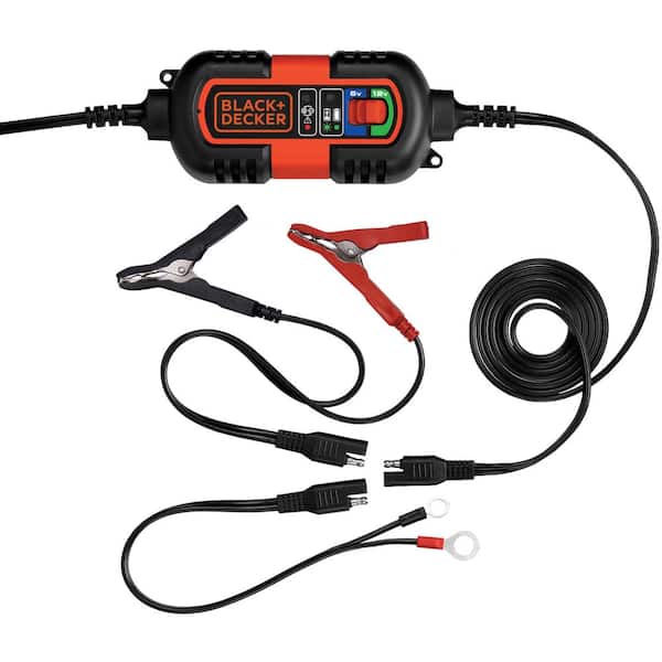 BLACK+DECKER 1.2 Amp Portable Car Battery Charger/Maintainer Compatible with 6 and 12-Volt AGM, GEL and WET Auto/Marine Batteries