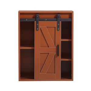21.7 in. W x 7.9 in. D x 27.6 in. H Chocolate Brown Bathroom Wall Cabinet with 1 Door and 5 Shelves