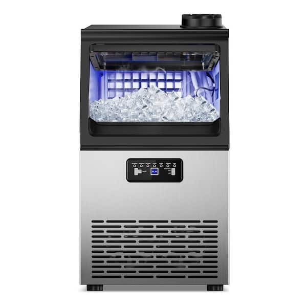 13.5in. 90 lbs. 24H Half Size Cube Built-in/Freestanding Commercial Ice Maker in Stainless Steel w/ 15 lbs. Storage Bin