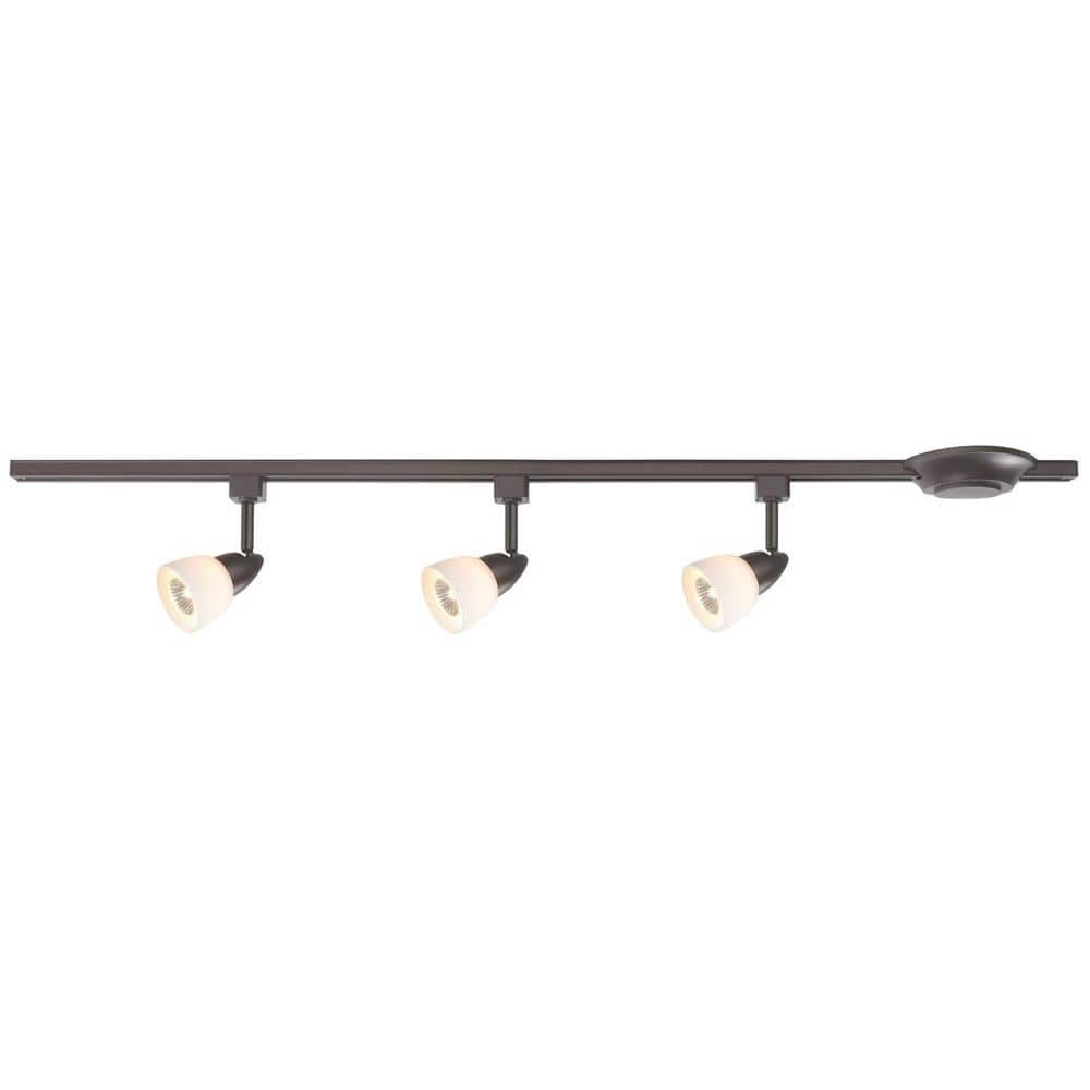 3-Light Bronze Glass Linear Track Lighting Kit