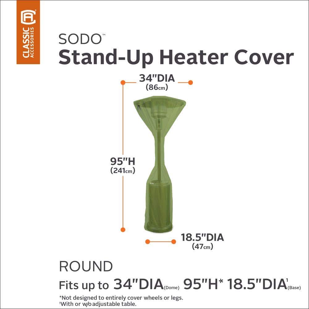 Herb Green Durable Polyester Stand-Up Patio Heater Cover