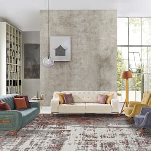 Rust/Gray Red 9 ft. 6 in. x 13 ft. Area Rug