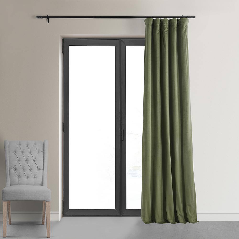 Hunter Green Velvet Blackout Curtain Panel 50W x 120L
