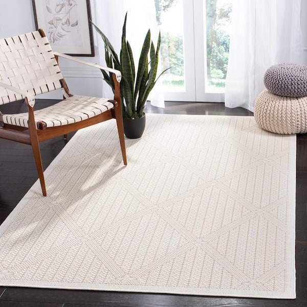 Bermuda Cream/Beige 8 ft. x 10 ft. Geometric Indoor/Outdoor Patio  Area Rug