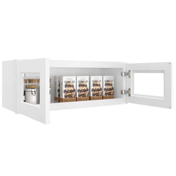 HOMEIBRO Newport Shaker Dove Ready to Assemble Wall Cabinet with 2-Doors(33 in. W x 12 in. H x 12 in. D)