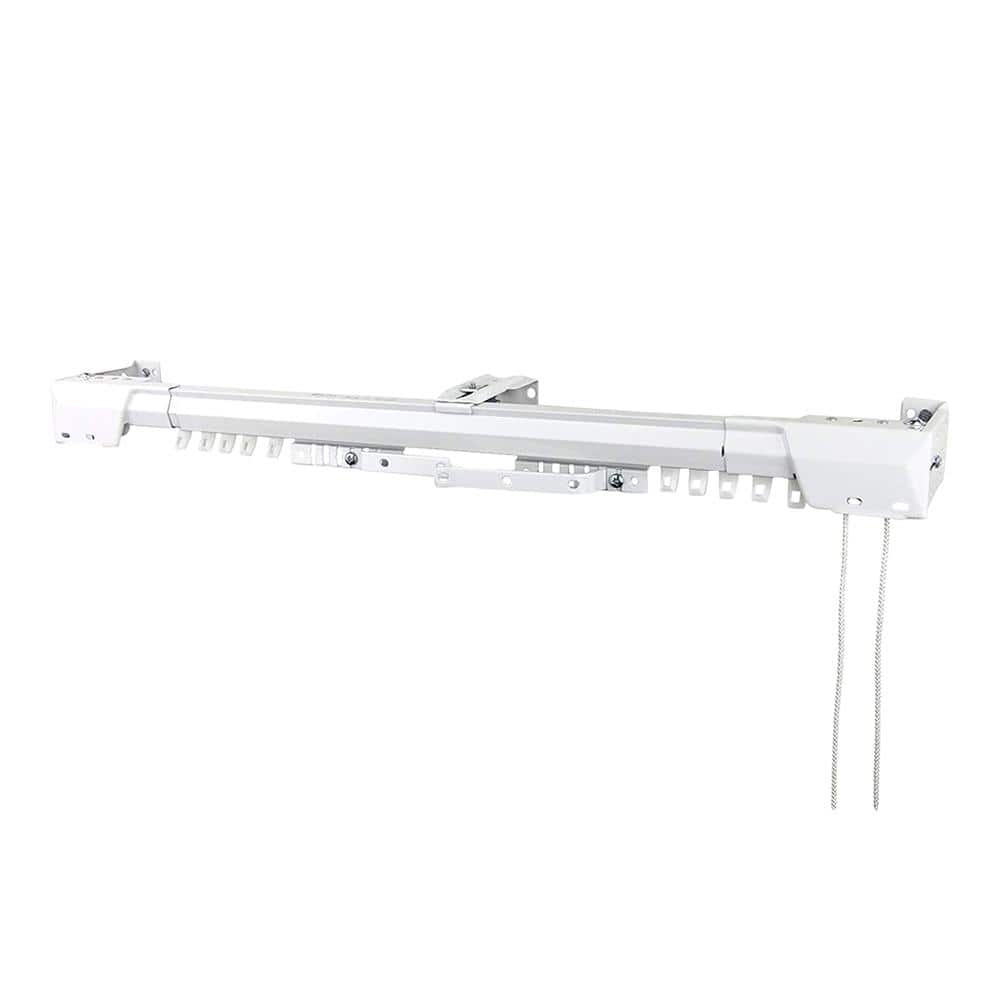 Heavy Duty Adjustable White Steel Traverse Curtain Rod, 84"-156"