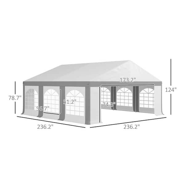 Outsunny 20 ft. x 20 ft. White and Gray Large Canopy Tent Sun Shade Shelter for Parties Wedding Outdoor Events BBQ 84C 019V00GY The Home Depot