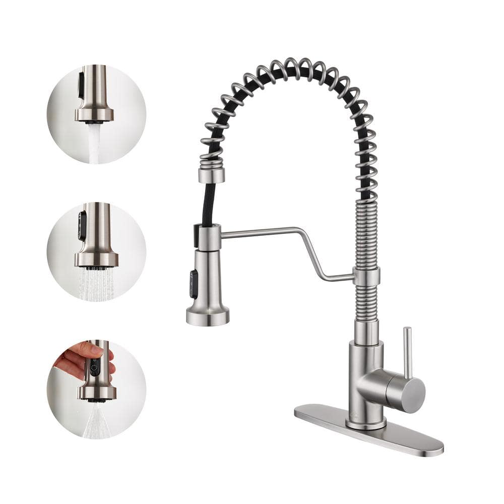 CASAINC Single-Handle Pull-Down Sprayer Kitchen Faucet with 3 Function ...