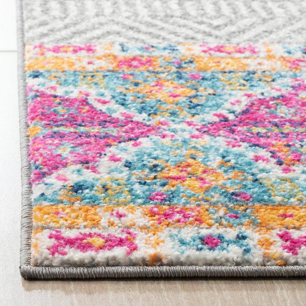 Ivory & Grey Boho Chic Synthetic Reversible Area Rug - 2'3" x 4'