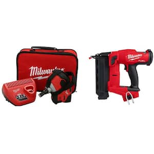M12 Cordless Palm Nailer Kit with One 1.5Ah Battery, Charger w/M18 FUEL 18-Volt Brushless Cordless 18-Gauge Brad Nailer