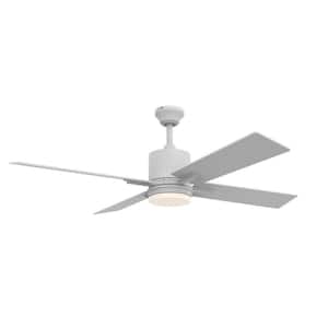 Teana 52 in. Indoor Tri-Mount White Finish Ceiling Fan with Integrated LED Light Kit & 4 Speed Wall Control Included