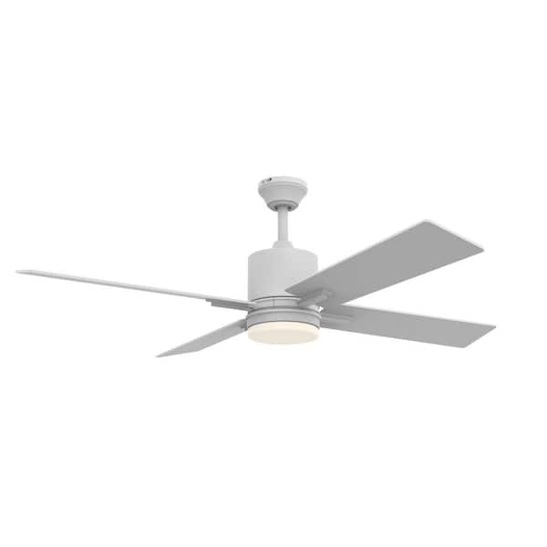 CRAFTMADE Teana 52 in. Indoor Tri-Mount White Finish Ceiling Fan with Integrated LED Light Kit & 4 Speed Wall Control Included