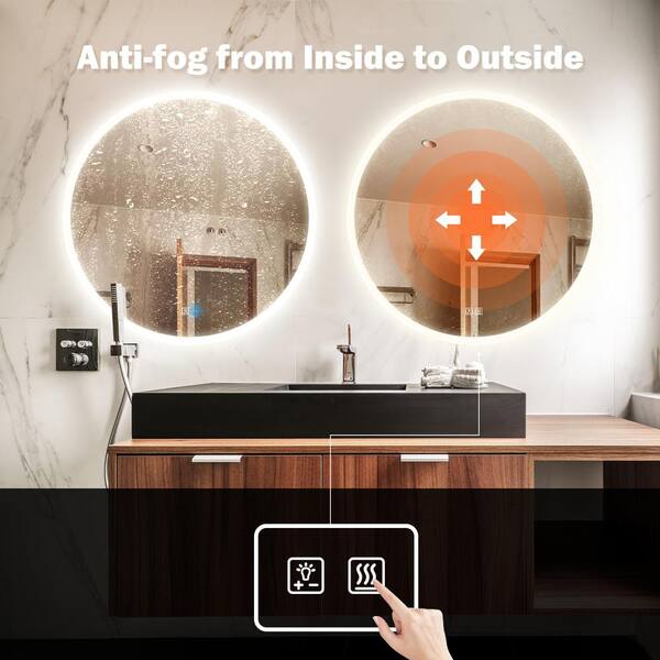 Front-Lighted LED Bathroom Vanity Mirror: 44 x 44 - Round