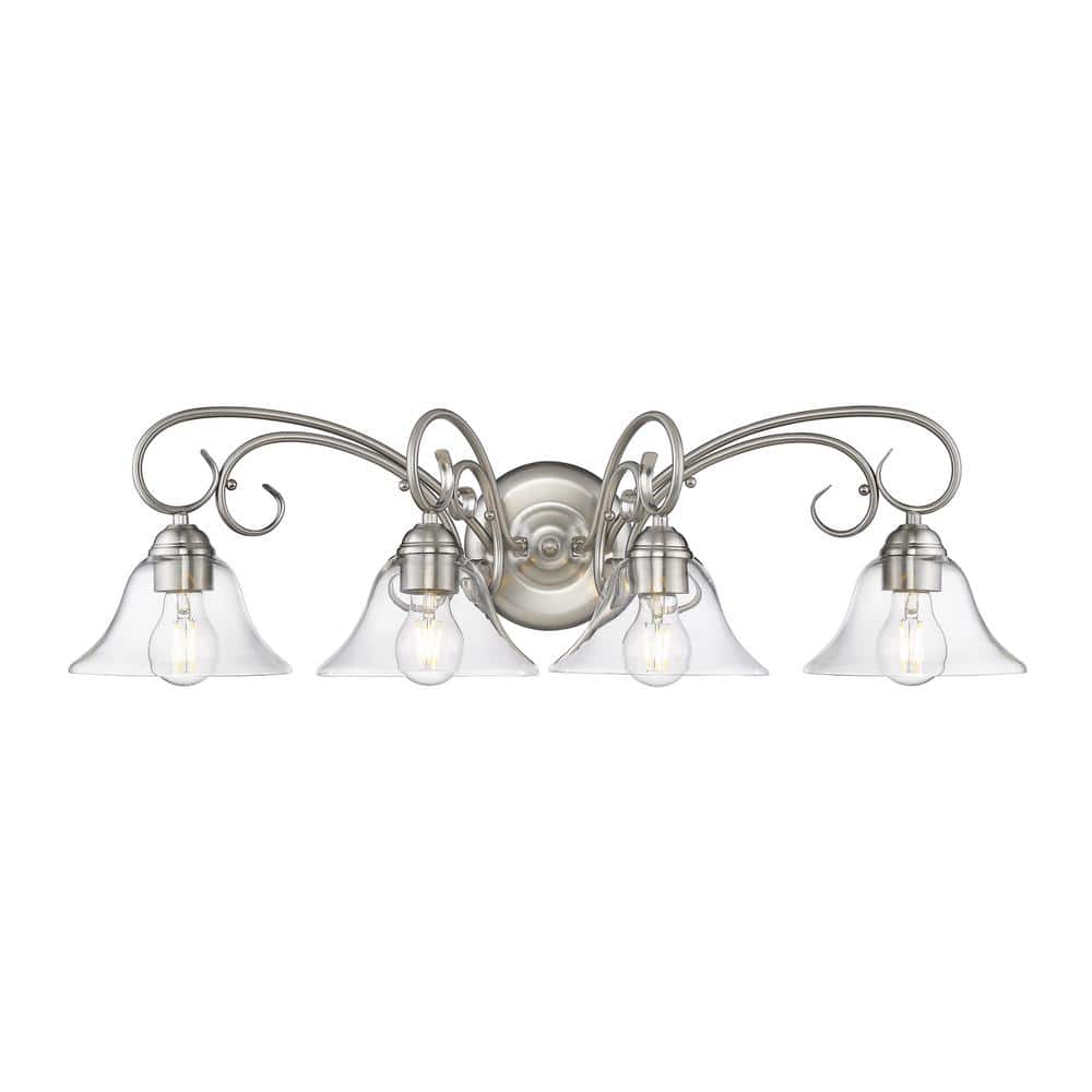 Silver and Clear Glass 4-Light Bath Vanity Fixture