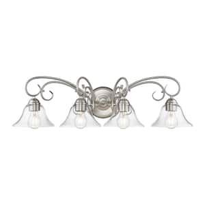 Homestead 4-Light in Pewter Vanity Light with Clear Glass