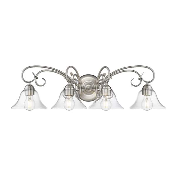 Golden Lighting Homestead 4-Light in Pewter Vanity Light with Clear Glass