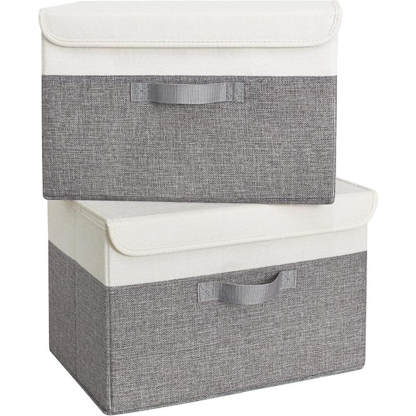 Cubilan White Gray Large Storage Bins with Lids, Toy Storage Organizer
