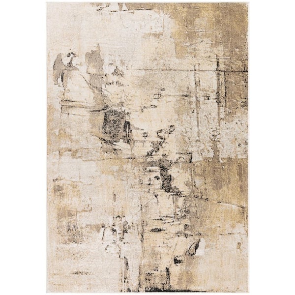 Nourison Washable Decor Mocha 9 ft. x 12 ft. Abstract Contemporary Area Rug