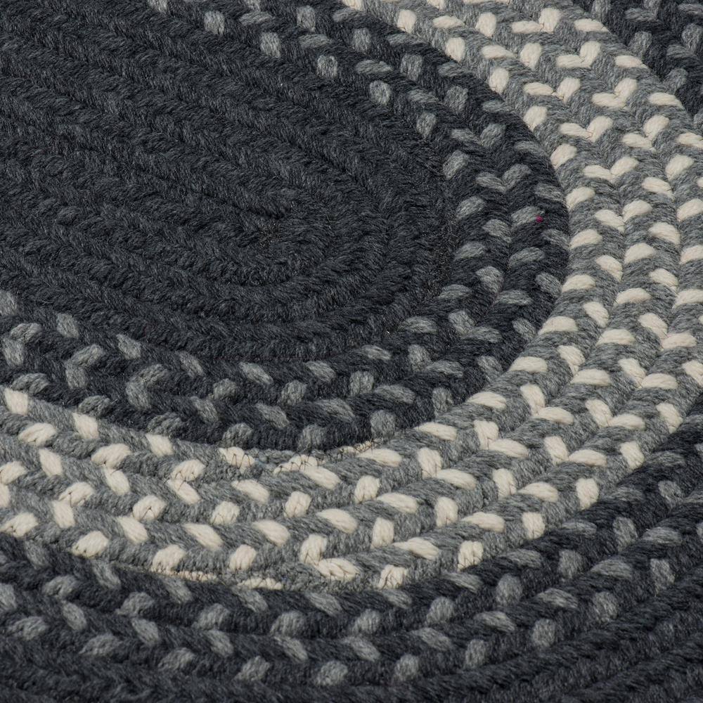 Charcoal and Gray Oval Braided Wool-Blend Rug, 3'x5'