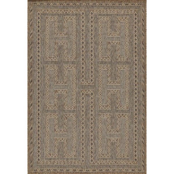 Hampton Natural 3 ft. x 5 ft. Geometric Easy Care Rectangle Area Rug