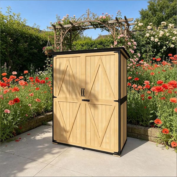 55.1 in. W x 20 in. D x 63.8 in. H Natural Wood Outdoor Storage