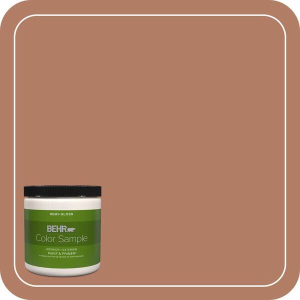 BEHR PREMIUM PLUS 8 oz. #PMD-84 Pecan Semi-Gloss Interior/Exterior Paint & Primer Color Sample