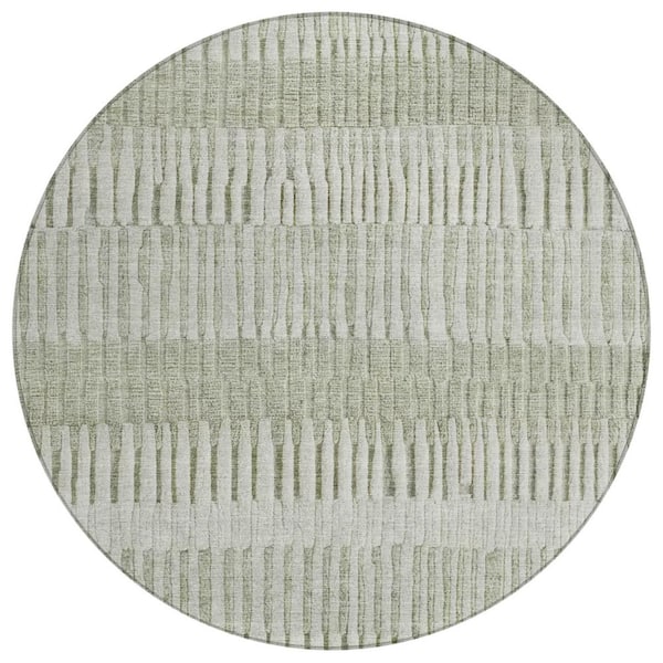 Chantille Machine Washable Indoor/Outdoor Abstract ACN2807 Sage 8 ft. x 8 ft. Round Rug