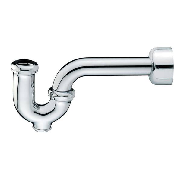 The Plumber's Choice 1-1/4 in. P-Trap with Box Escutcheon, with Drain Plug for Tubular Drain Applications, 17GA Chrome Plated Brass