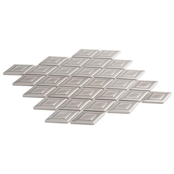 Venecia Maskotto Grey 2 in. x 3 in. 3D Framed Diamond Glossy Porcelain Wall Mosaic Tile (7.5 sq. ft./Case)