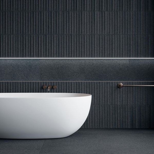 Spanish Deco Pureform Porcelain 6 in. x 6 in. x 9mm Wall Tile Terrazzo Black - Sample