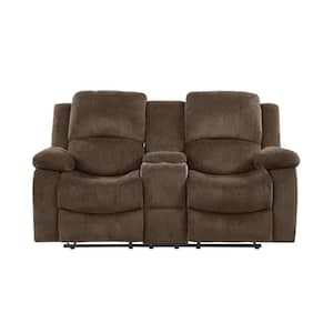 HomeRoots Charlie 39 in. Brown Solid Fabric 2-Seater Loveseat