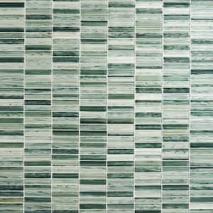 Tara Green 11.61 in. x 11.73 in. Stacked Glass Mosaic Tile (0.95 Sq. Ft. / Sheet)