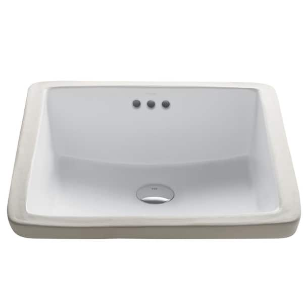 Elavo 17 in. Square Undermount Bathroom Sink in White Vitreous China with Overflow