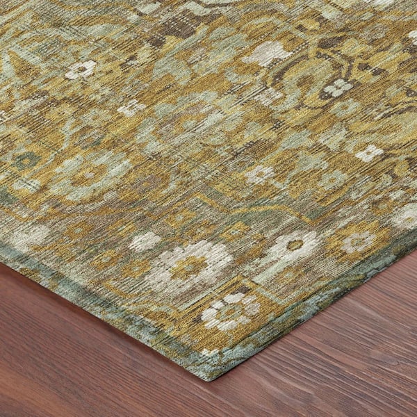 Chantille Machine Washable Indoor/Outdoor Abstract ACN2782 Walnut 8 ft. x 8 ft. Round Rug