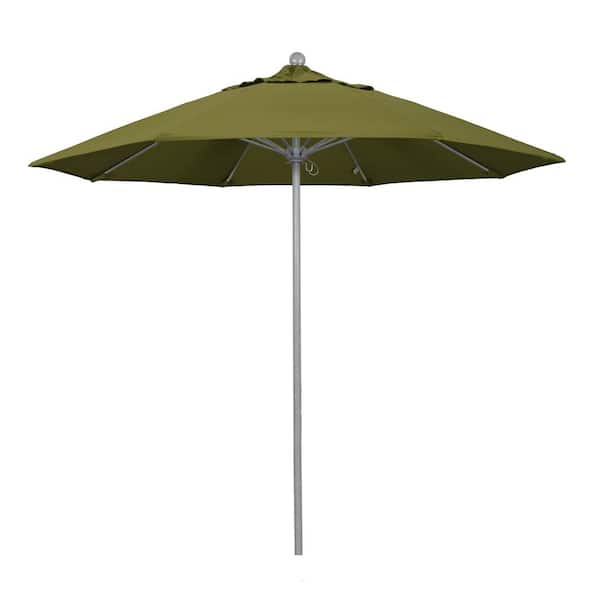 California Umbrella 9 ft. Gray Woodgrain Aluminum Commercial Market Patio Umbrella Fiberglass Ribs and Push Lift in Palm Pacifica