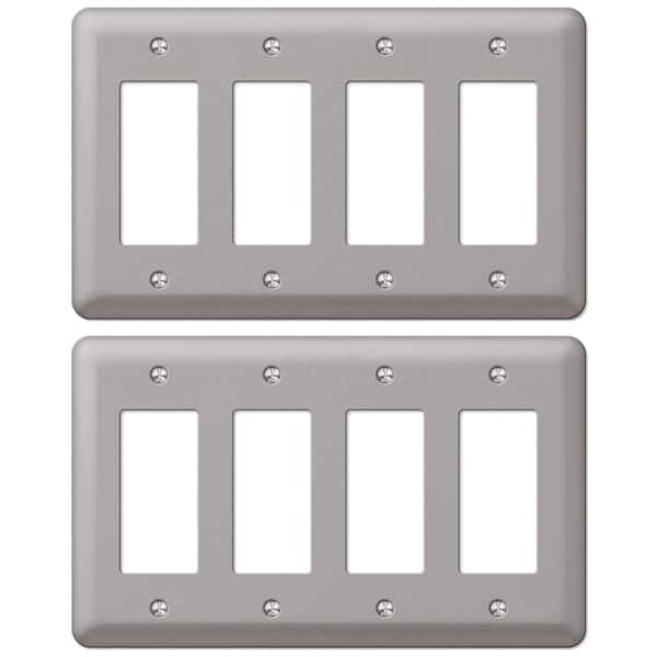 AMERELLE Declan Pewter 4-Gang Rocker Steel Wall Plate (2-Pack)