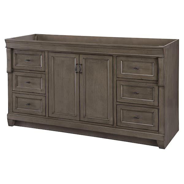 Home Decorators Collection Naples 60 in. W Bath Vanity Cabinet Only in Distressed Grey for Single Bowl