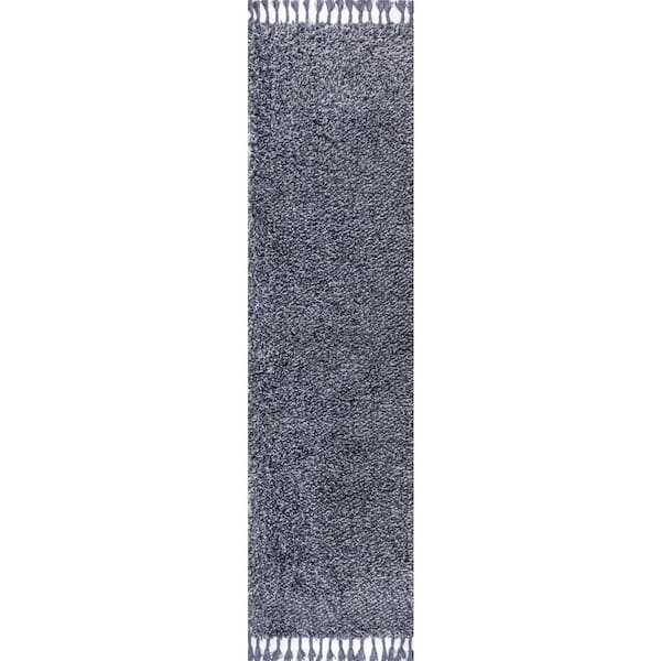 Mercer Shag Plush Tassel Denim Blue 2 ft. x 8 ft. Runner Rug