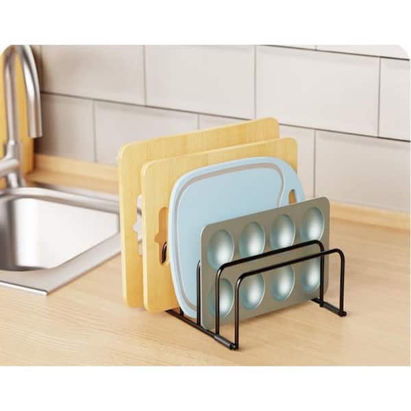 2-Piece Black Heavy Duty Metal Cookie Sheet Drawer Organizer Cutting Board Organizer and Baking Sheet Rack Easy to Clean