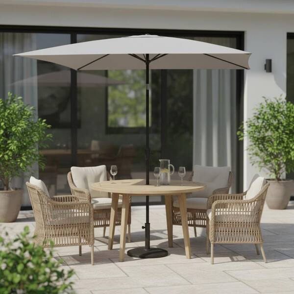 9 ft gray patio umbrella 6 x 9 ft. Gray Outdoor Patio Umbrella with Crank and Push Button Tilt for  Garden Backyard UB-04