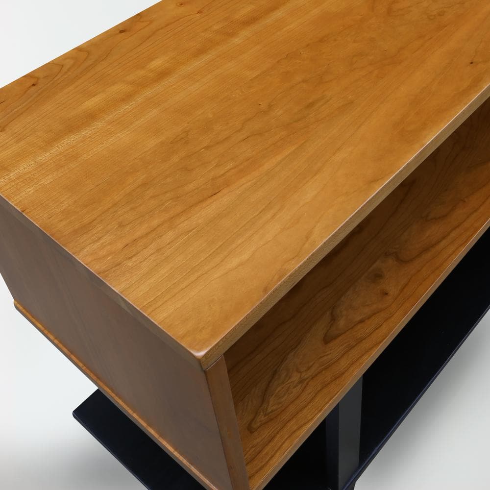 Modern Urban Cherry and Black Solid Wood TV Stand