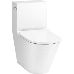 Brazn 1-Piece 0.8 GPF Dual Flush Compact Elongated Toilet in White with Skirted Trapway Seat Included