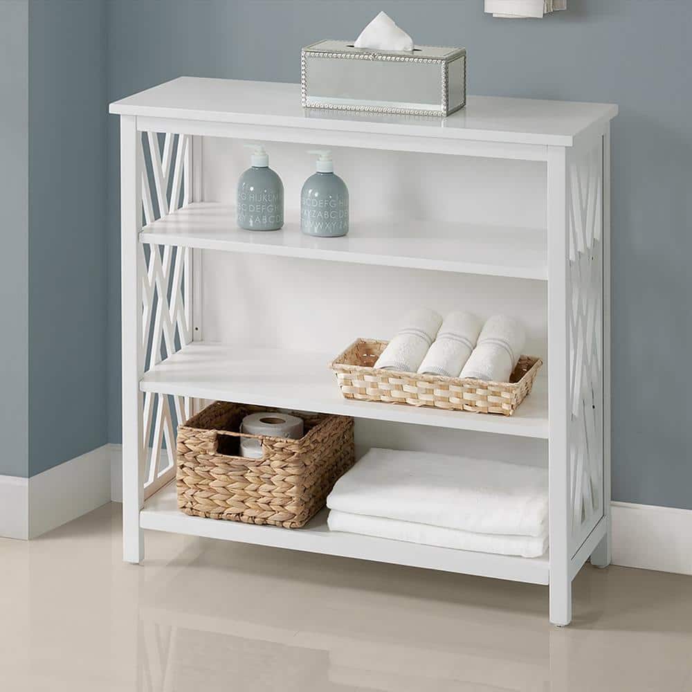 Alaterre Furniture Coventry 32 in. W x 32 in. H x 15 in. D White Rectangular Wood Bath Storage Shelf with Adjustable Shelves for Bathroom ANCT76WH