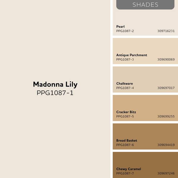 マドンナリリー Glidden Premium 1 qt. Madonna Lily PPG1087-1 Semi-Gloss Interior