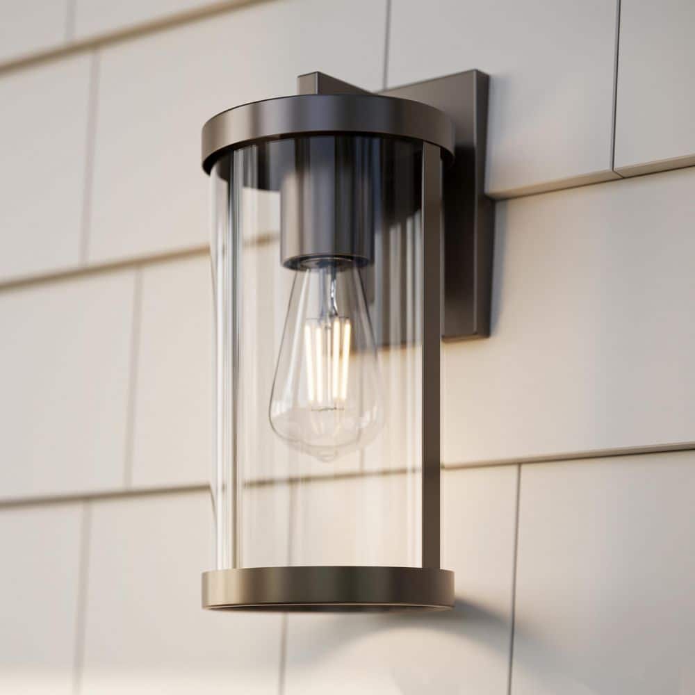 Kagen 12 In. Antique Bronze 1-Light Hardwired Medium Outdoor Wall Light with Clear Glass Panels price history on PriceWatchPro