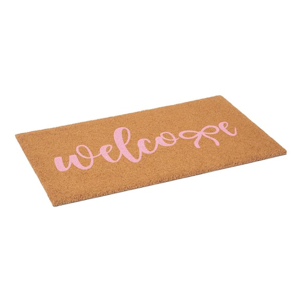 Pink Welcome Bow Doormat, 17" x 29"